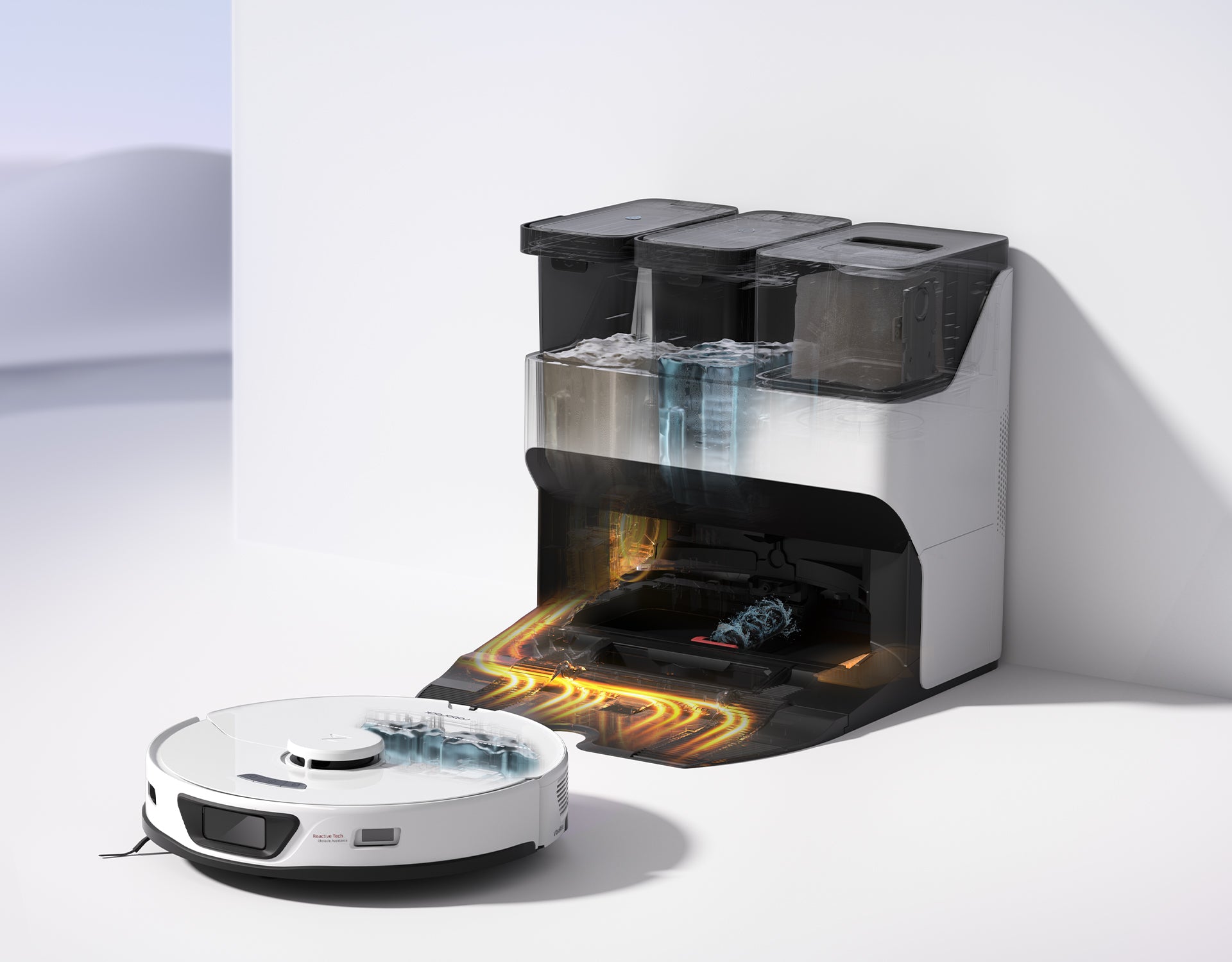 Les aspirateurs robots de Roborock offrent une station d'accueil intelligente qui comprend le vidage automatique de la poussière, le lavage et le séchage de la vadrouille et le remplissage du réservoir d'eau. Les aspirateurs robots de Roborock offrent une station d'accueil intelligente qui comprend le vidage automatique de la poussière, le lavage et le séchage de la vadrouille et le remplissage du réservoir d'eau.
