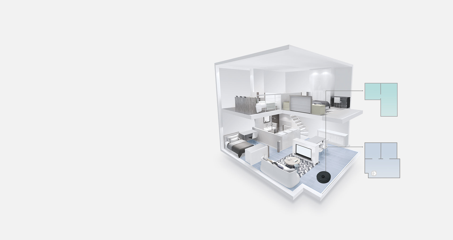 Les systèmes de cartographie multi-niveaux du Roborock S5 Max reconnaissent automatiquement les différents niveaux d'une maison Les systèmes de cartographie multi-niveaux du Roborock S5 Max reconnaissent automatiquement les différents niveaux d'une maison