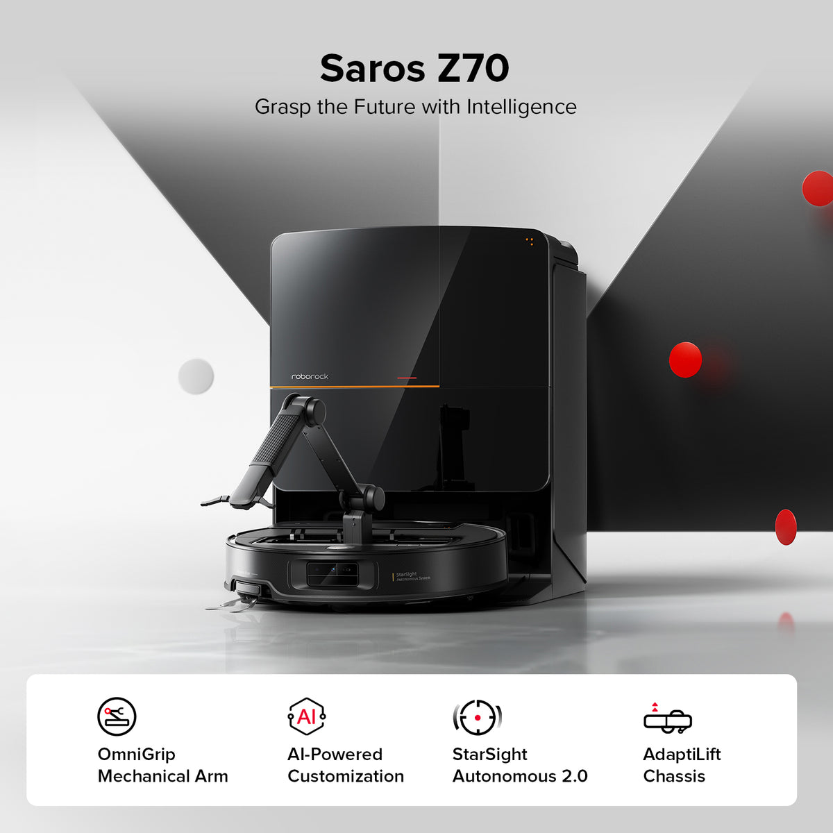 Roborock Saros Z70 Robot Vacuum with OmniGrip™ Mechanical Arm