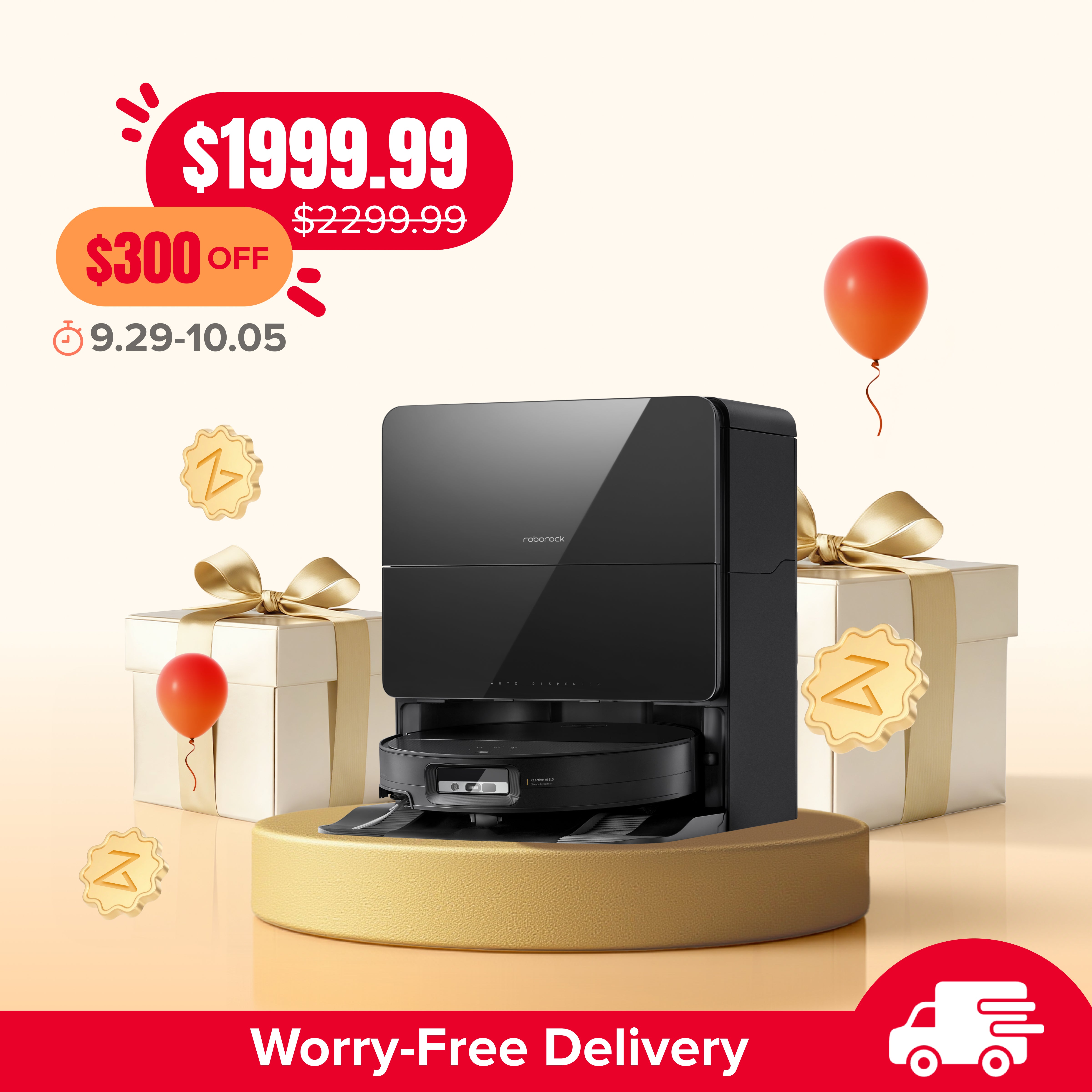 Roborock Saros 10 Robot Vacuum with Dual Anti-tangle System