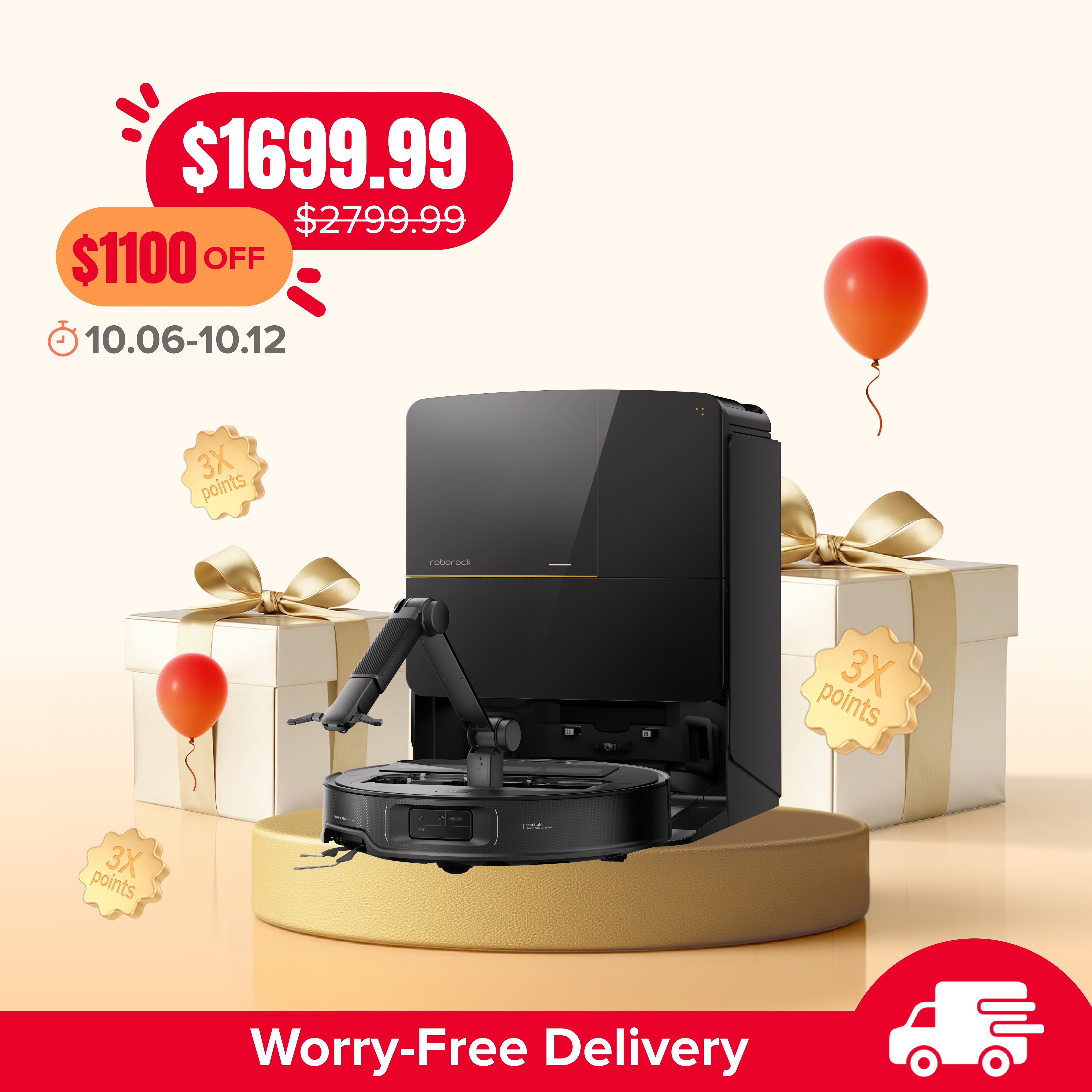 Roborock Saros Z70 Robot Vacuum with OmniGrip™ Mechanical Arm